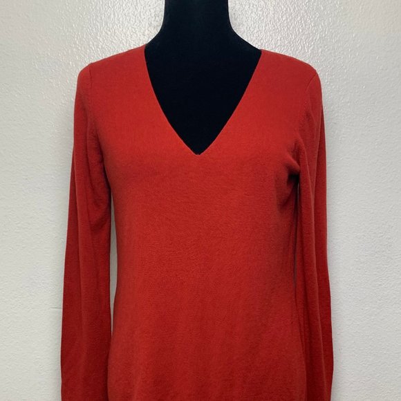 T  Alexander Wang Rust/Red V-Neck Sweater Size X-S - Picture 3 of 7
